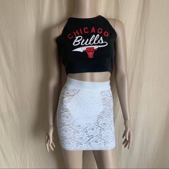 Vintage 80s cream lace Bodycon wiggle skirt